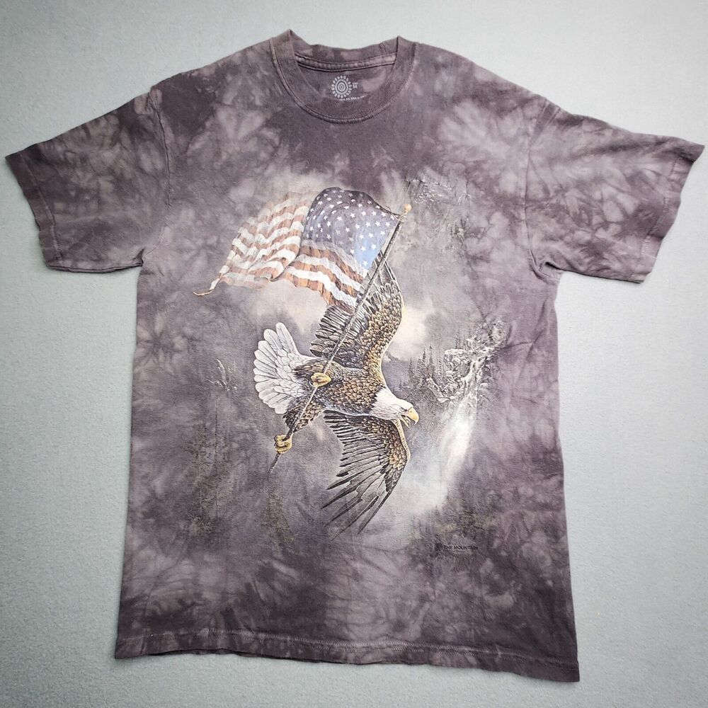 The Mountain Shirt‎ Men's Medium Tie Dye Grey Patriotic Eagle With American Flag